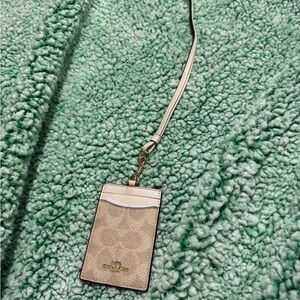 Coach Lanyard ID Signature Canvas IM/Sand/Chalk New